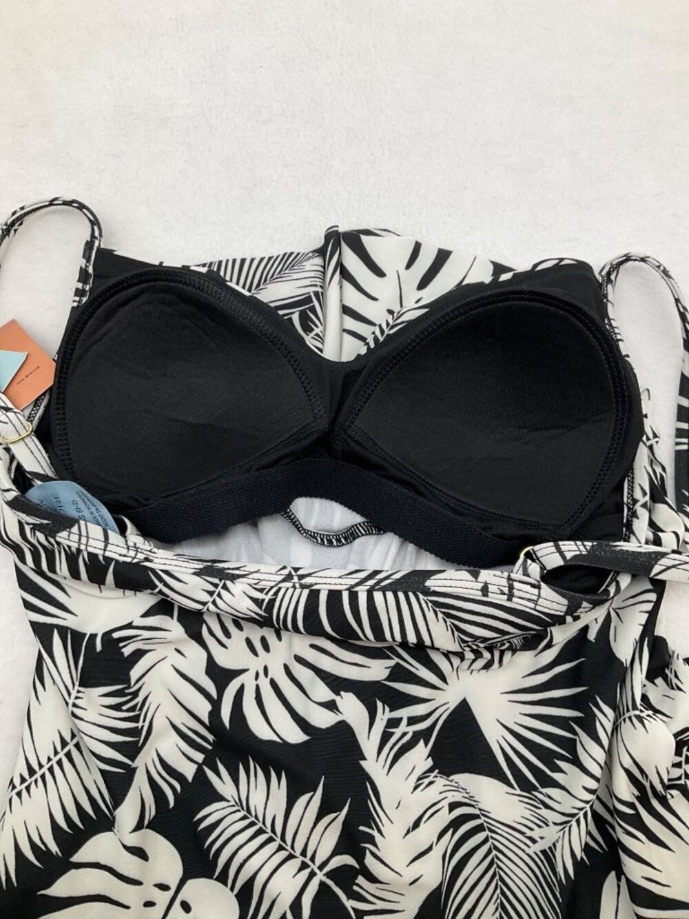 Shade & Shore size XS 0-2 Black & White Tropical Print Swim Tankini Top NEW - Picture 7 of 9